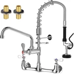 New! 21" High Commercial Pre-rinse Sink Faucet, Wall Mount, 8" Adjustable Center. Fixed Price $149.95.