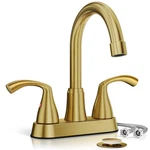 Phiestina Brushed Gold 4 Inch Centerset 2 Or 3 Holes Bathroom Sink Faucet, Mo.... Fixed Price $79.10.