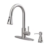 Vxv Kitchen Faucet With Soap Dispenser, 3 Modes Brushed Nickel. Fixed Price $104.76.