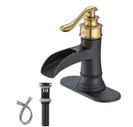 Bwe A-96556-GB Waterfall Low-arc Bathroom Faucet Matte Black+gold New. Fixed Price $49.99.