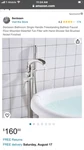 Senlesen Floor Mounted Waterfall Faucet Brushed Nickel Single Handle. Fixed Price $110.00.