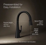 Kohler K-22068-BL Graze Touchless Pull Down Kitchen Faucet Black. Fixed Price $473.19.