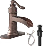 Homevacious Copper Waterfall Bathroom Faucet Single Handle Pop-up Drain. Fixed Price $102.99.