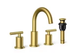 Forious Brushed Gold Bathroom Faucet 3 Hole, Two Handle Sink. Fixed Price $85.99.