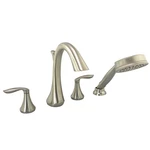 Moen Eva 2-HANDLE Roman Tub Faucet Trim W/ Handshower Brushed Nickel T944BN. Fixed Price $154.98.