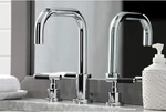 3 Hole Kingston Brass Widespread Polished Chrome Bathroom Faucet Lever Handles. Fixed Price $150.00.