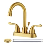 Brushed Gold Bathroom Faucet, Arcora 4 Inch Centerset With Drain. Fixed Price $87.97.