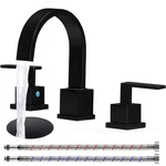 Kingo Home Matte Black Bathroom Faucet 8IN Widespread Waterfall 2 Handle With Dr. Fixed Price $74.70.