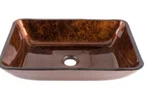 Vigo Glass Rectangular Vessel Bathroom Sink Red And Brown Fusion. Fixed Price $159.21.
