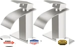 Rndiozd Brushed Nickel Waterfall Bathroom Sink Faucet 2-SET Single Handle 1-3 Ho. Fixed Price $112.30.