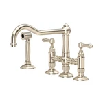 Rohl A1458LMWSSTN-2 Acqui Bridge Kitchen Faucet With Side Spray Satin Nickel. Fixed Price $1568.00.