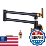 Wowow Pot Filler Faucet Black Gold Solid Brass Wall Mount Kitchen. Fixed Price $158.37.