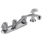 Delta 2100 / Series 2400LF Two Handle Kitchen Faucet With Spray - Chrome. Fixed Price $141.21.