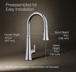 Kohler Tone Touchless K-23766-CP Pull Down Spray Kitchen Faucet Polished Chrome. Fixed Price $472.50.