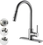 Brushed Nickel Kitchen Faucet With Pull Down Sprayer, High Arc Stainless Steel M. Fixed Price $81.99.