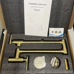 Havin Gold Brushed Brass Commercial Pot Filler Faucet Wallmount Doublejoint 360. Fixed Price $75.00.