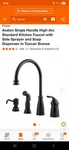 Pfister GT26-4CBY Avalon One-handle Kitchen Faucet With Side Spray, Tuscan Bron. Fixed Price $219.95.