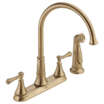 Delta Cassidy 2497LF-CZ Two Handle Kitchen Faucet With Spray Champagne Bronze. Fixed Price $529.00.