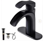 Yodel Matte Black Bathroom Vanity Sink Faucet Waterfall Spout Single Handle. Fixed Price $92.99.