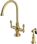 Kingston Brass KS1767ALBS Two-handle Kitchen Faucet Sprayer Brushed 6-1/2". Fixed Price $434.00.