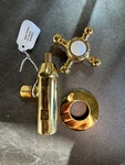 Pair Of California Faucets Angle Stop Flange & Handle CF-9000-47-PBU Brass Set. Fixed Price $225.00.