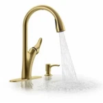 Kohler Brushed Gold Transitional Pull Down Kitchen Faucet 1PREC26448-SD-2MB-AA. Fixed Price $115.00.