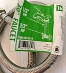 Homewerks 30" Faucet Supply Line 1/2" Fip X Braided Stainless Steel. Fixed Price $6.99.