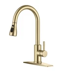 Forious Gold Kitchen Faucet With Pull Down Sprayer, High Arc Single. Fixed Price $115.99.