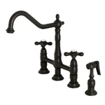 Kingston Brass KS1270AXBS Heritage Bridge Kitchen Faucet With Sprayer. Fixed Price $335.98.