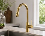 Forious Gold Kitchen Faucet Pull Down Sprayer Brushed Brass Single Handle. Fixed Price $69.00.
