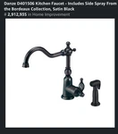 Danze Bordeaux D401506 Kitchen Faucet With Side Spray, Satin Black. Fixed Price $258.00.
