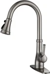Kitchen Sink Single Handle W/pull Out Sprayer Faucet, Brushed Nickel. Fixed Price $135.98.