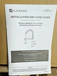Glacier Bay Single Handle Pull Down Sprayer Kitchen Faucet (HD67458-1108D2). Fixed Price $45.00.