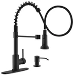Matte Black Kitchen Faucet With Soap Dispenser, Commercial Single Handle Spri. Fixed Price $86.47.