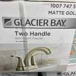 Glacier Bay Arnette 4 In. Centerset Double Handle Bathroom Faucet Matte Gold. Fixed Price $31.00.