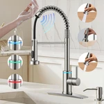 Brushed Nickel Smart Kitchen Faucet With Touch Sensor & Led, 3 Modes. Fixed Price $563.99.