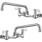 Commercial Kitchen Sink Faucet 2-HANDLE Wall Mounted 12" Swivel Spout Mixer Tap. Fixed Price $42.00.