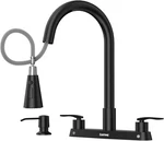 Dayone Black 2 Handle Kitchen With Sprayer, 4 Holes Pull Down Faucets For. Fixed Price $102.05.