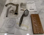 Hansgrohe 06319830 4-HOLE Roman Tub Filler Trim & Shower Head Starlight Chrome. Fixed Price $71.43.