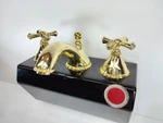 Rubinet Faucet Co. Gold Brass Bathroom Set Cross Handles Display Model. Fixed Price $189.00.
