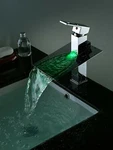 Chrome Led Waterfall Colors Changing Bathroom Basin Mixer Sink Faucet. Fixed Price $247.49.