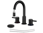 Aklfgn 2 Handle Pull Down Spout 8" Widespread Bathroom Faucet 3 Hole Matte Black. Fixed Price $65.00.