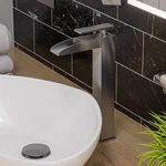 Alfi Brand AB1597-BN Brushed Nickel Single Hole Tall Waterfall Bathroom Faucet. Fixed Price $550.00.