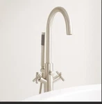 Signature Hardware Nerin Gooseneck Freestanding Tub Faucet Brushed. Fixed Price $200.00.