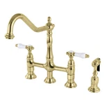 Kingston Brass KS1272BPLBS Bel-air Bridge Kitchen Faucet With Sprayer. Fixed Price $264.98.