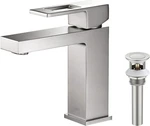Kibi Single Handle Cubic Faucet For Bathroom With Pop Up - Brushed Nickel Nib. Fixed Price $85.50.