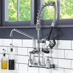 25 Commercial Kitchen Sink Faucet 8"CENTER Spring Pull Down Sprayer Mixer Tap. Fixed Price $115.00.