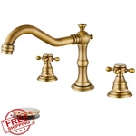 Gotonovo 3 Hole Widespread Bathroom Faucet Antique Brass Cross Handles. Fixed Price $94.99.