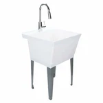Tehila Utility Sink With High-arc Chrome Finish Pull-down Faucet 19 Gallon Whi. Fixed Price $209.99.