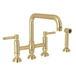 Rohl A3358ILWSULB-2 Campo Bridge Kitchen Faucet W/ Side Spray Unlacquered Brass. Fixed Price $1798.00.